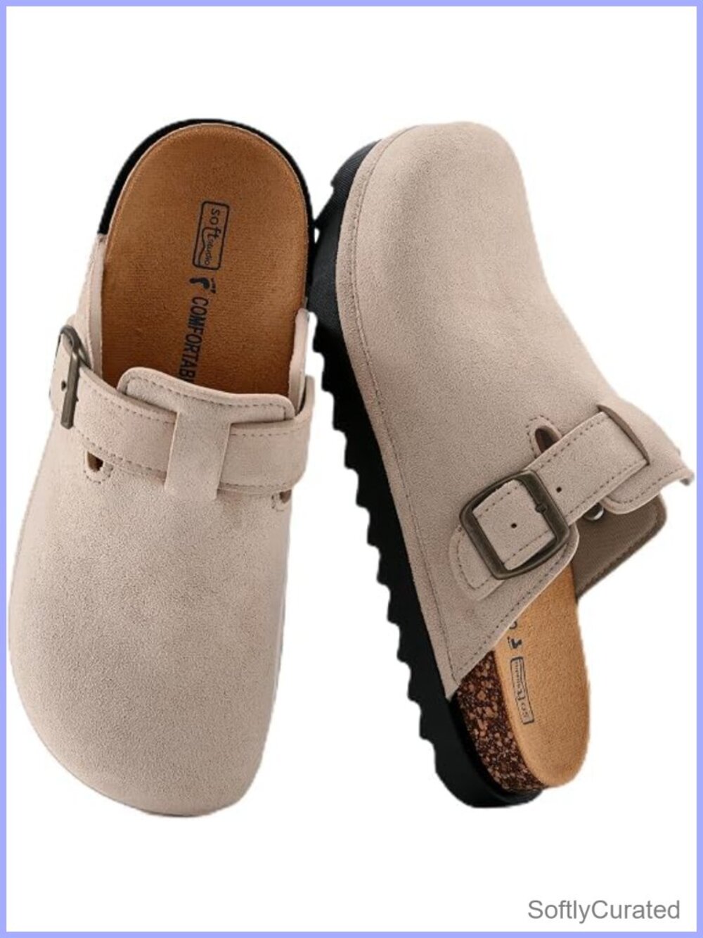 Genuine Suede Clogs Platform Cork Mules Slip On Arch Support Water Resistant